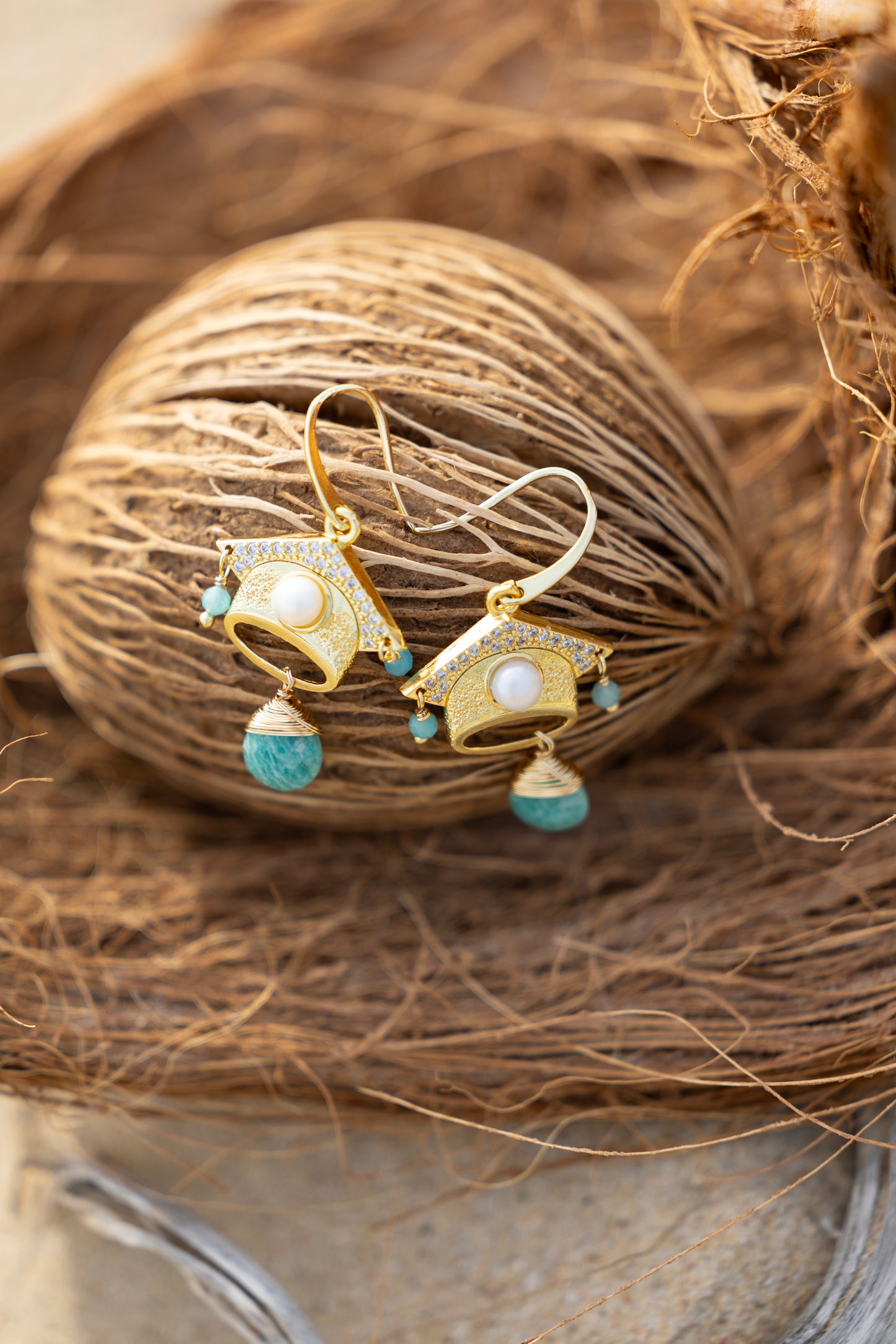 Aqua Crystal Drop Earrings