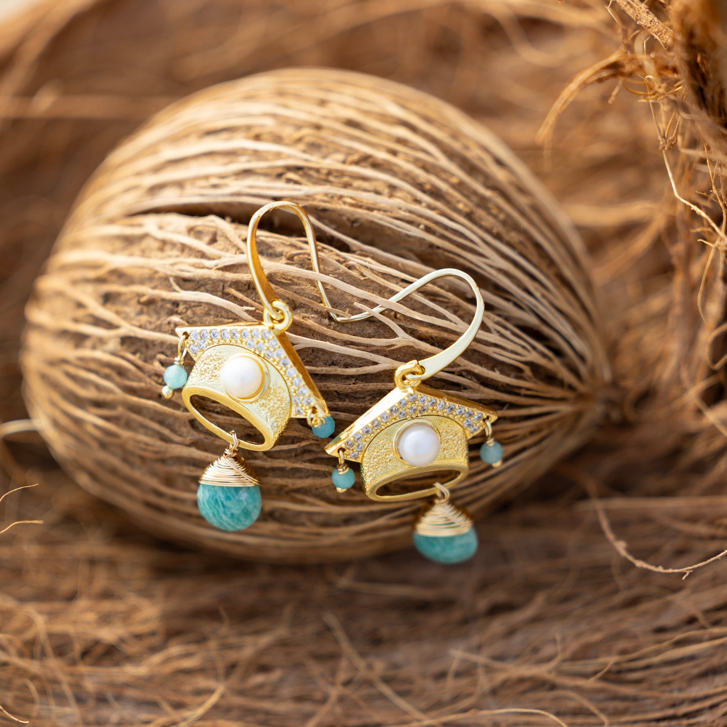 Aqua Crystal Drop Earrings