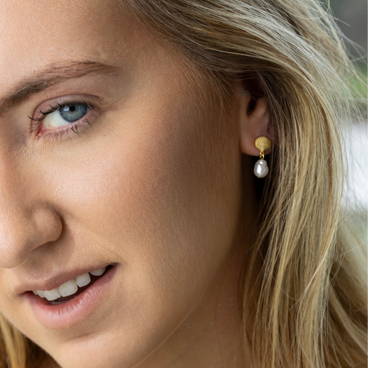 Starfish & Baroque Pearl Drop Earrings