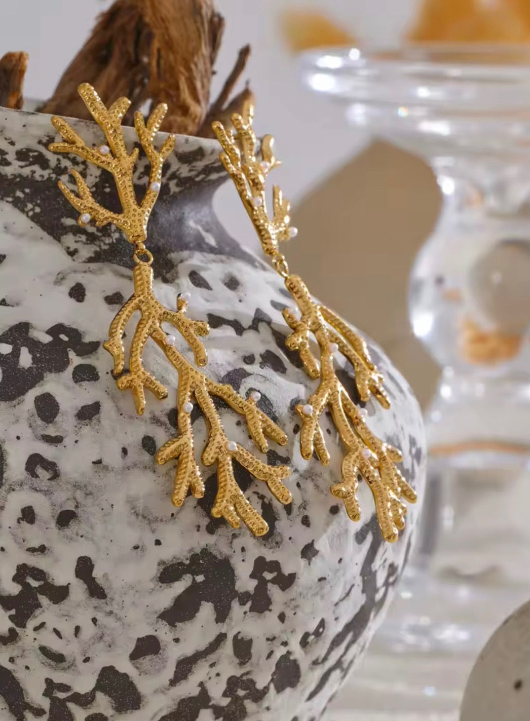 Coral Pearl Earrings