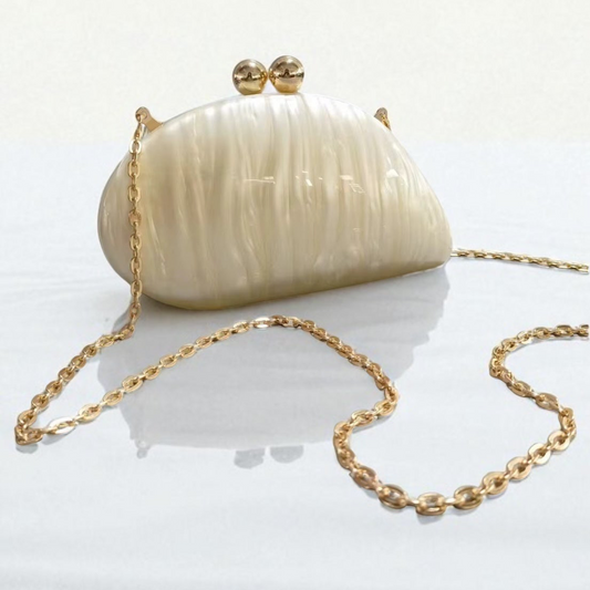 Pearlescent Shell Clutch Bag