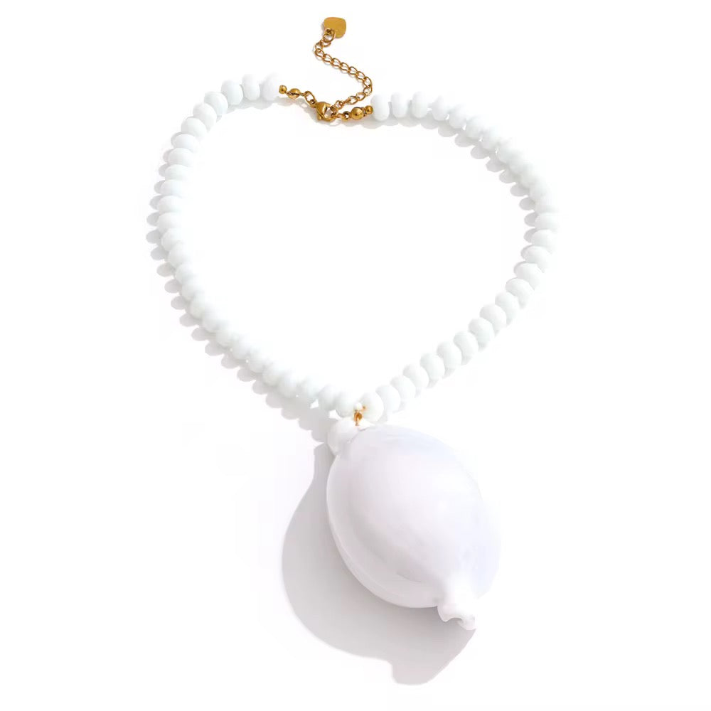 White Cowrie Pendant Necklace