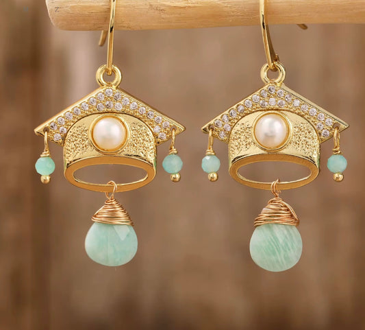 Aqua Crystal Drop Earrings