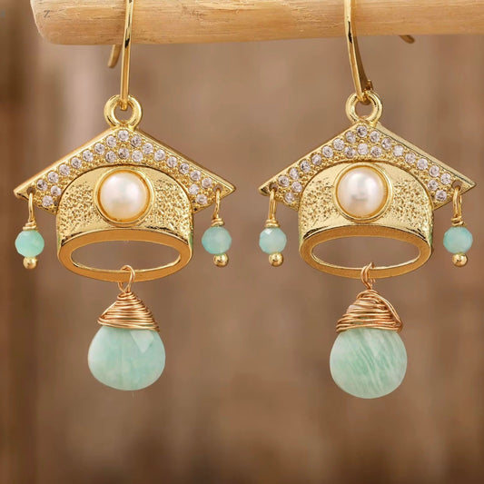 Aqua Crystal Drop Earrings