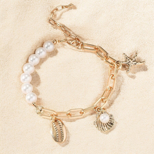 Beach Starfish & Shell Pendant Bracelet