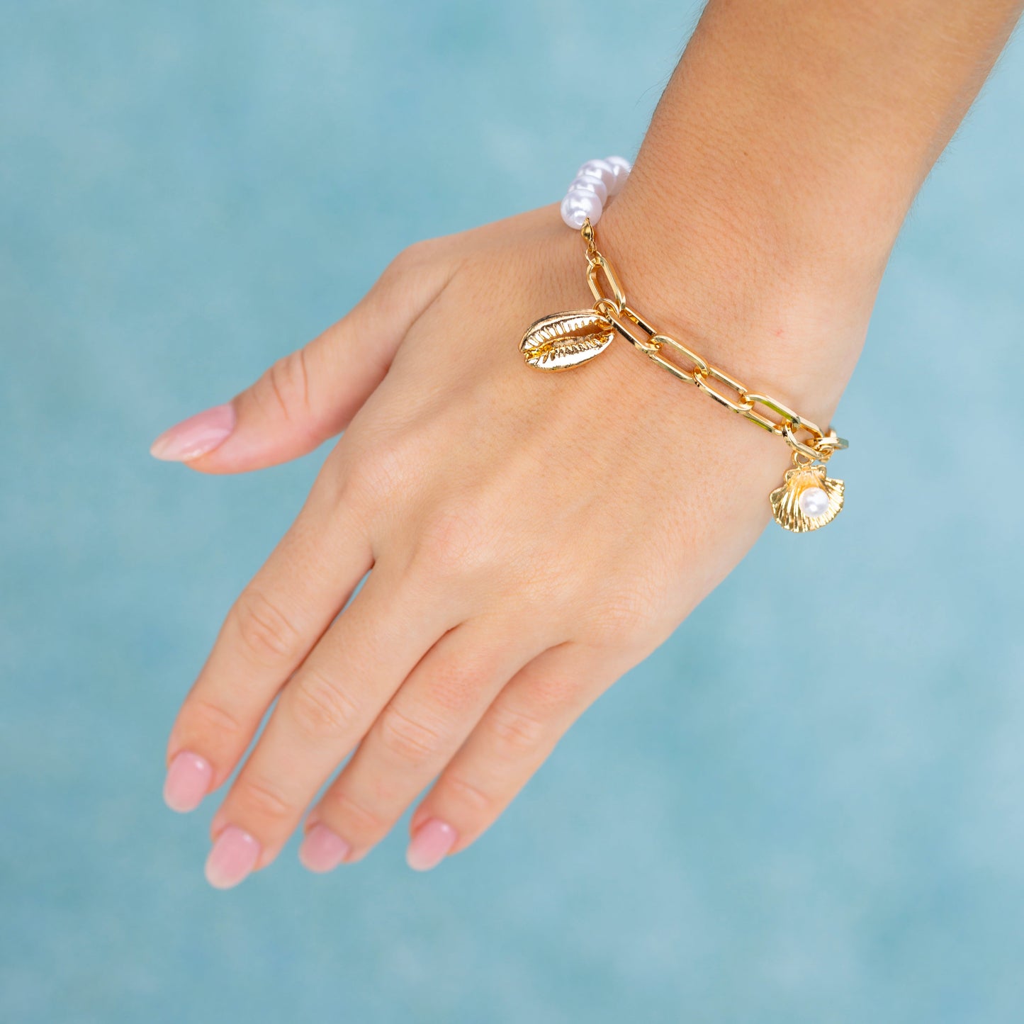 Beach Starfish & Shell Pendant Bracelet