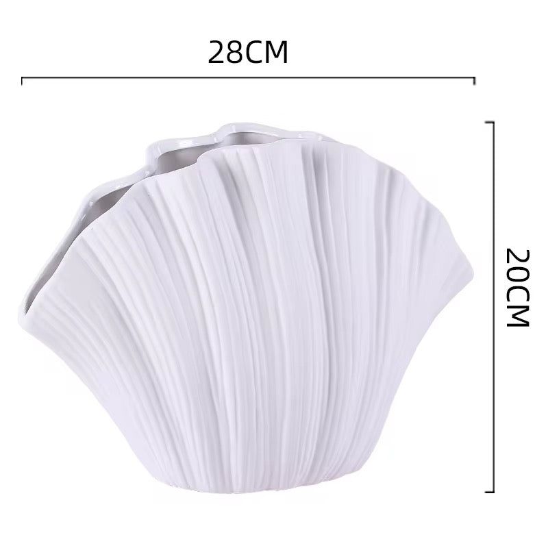 Coastal Ceramic Shell Vase