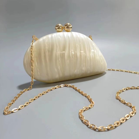 Pearlescent Shell Clutch Bag