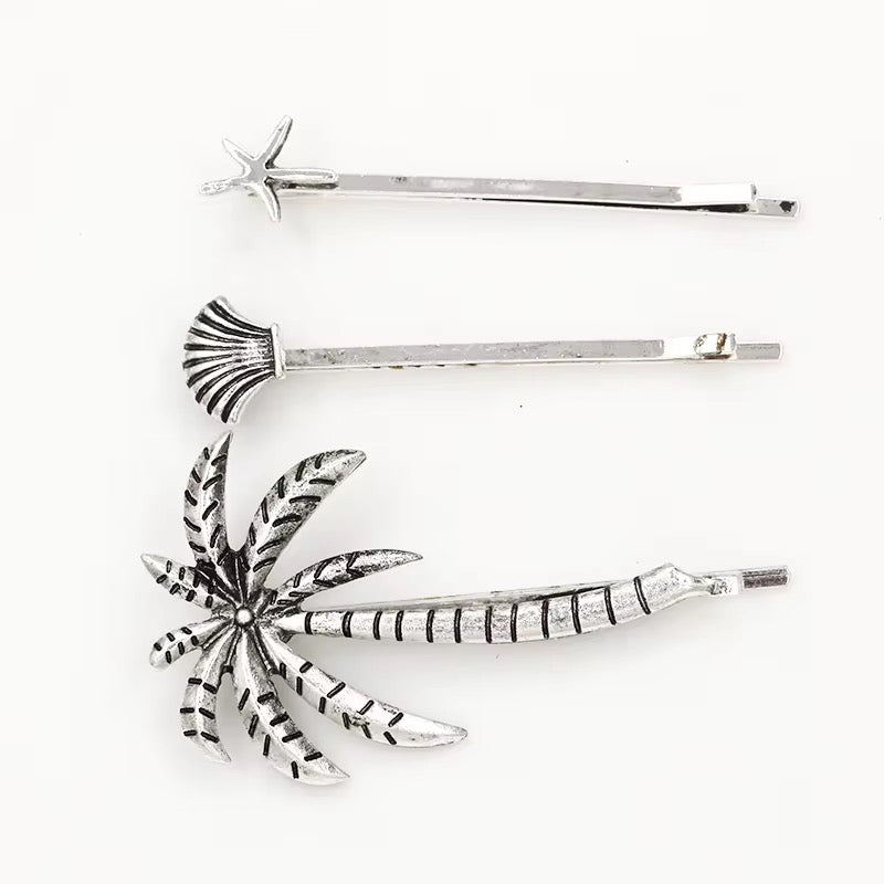 Three piece Beach Coconut Hair Pin Set