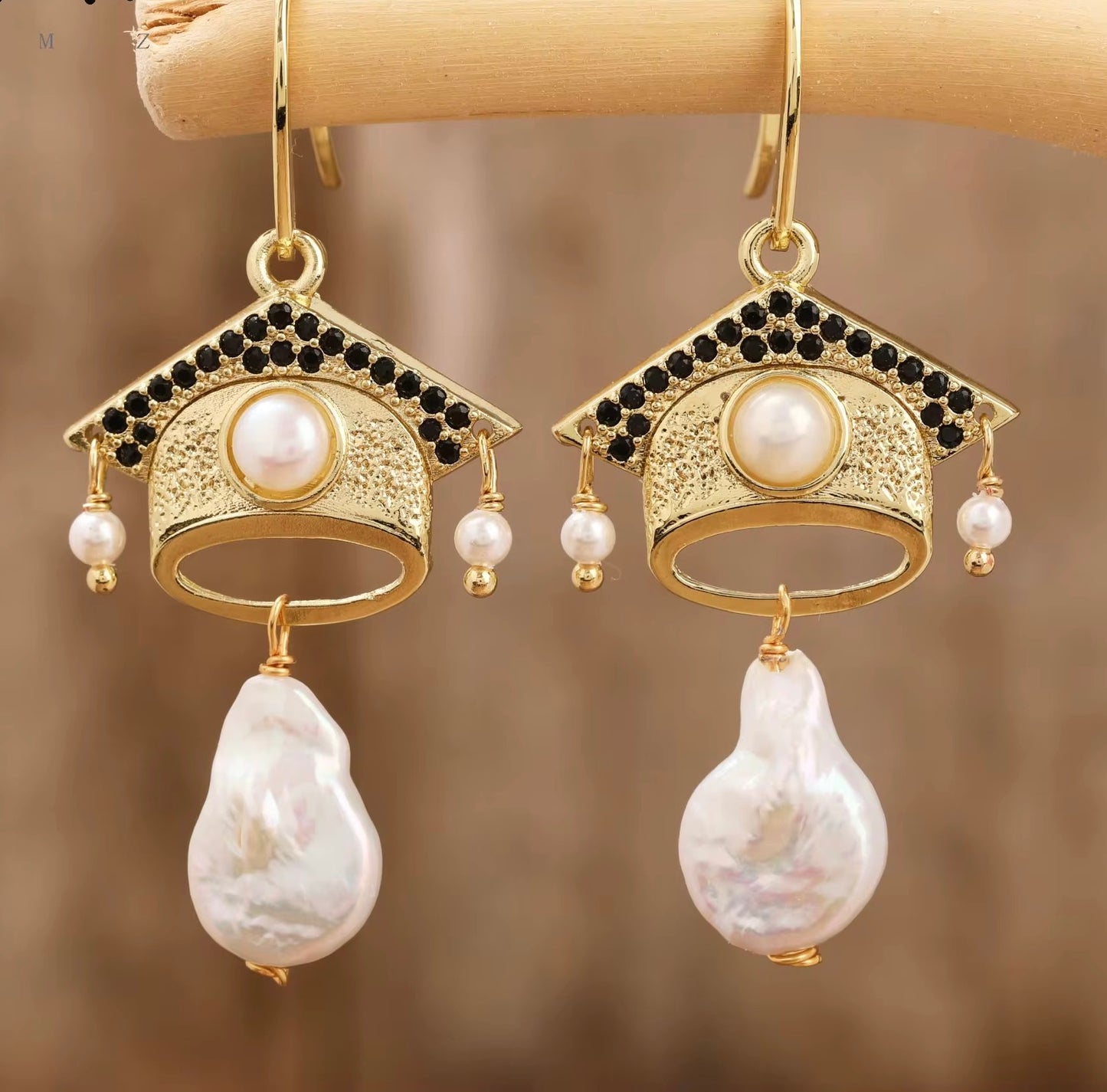 Pearl Crystal Drop Earrings