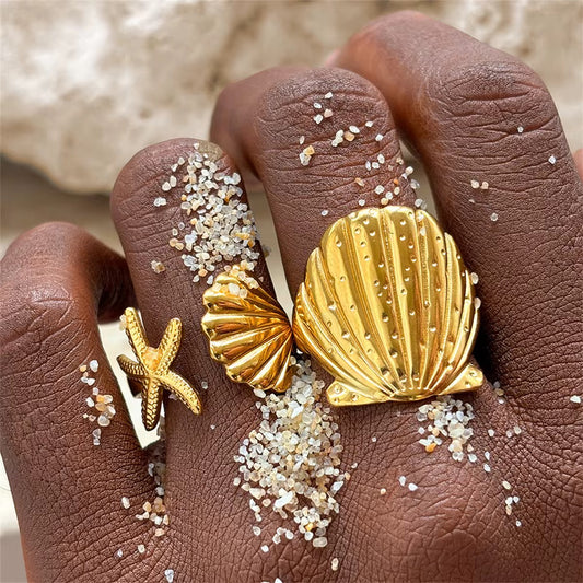 Salt and sand two-piece ring set