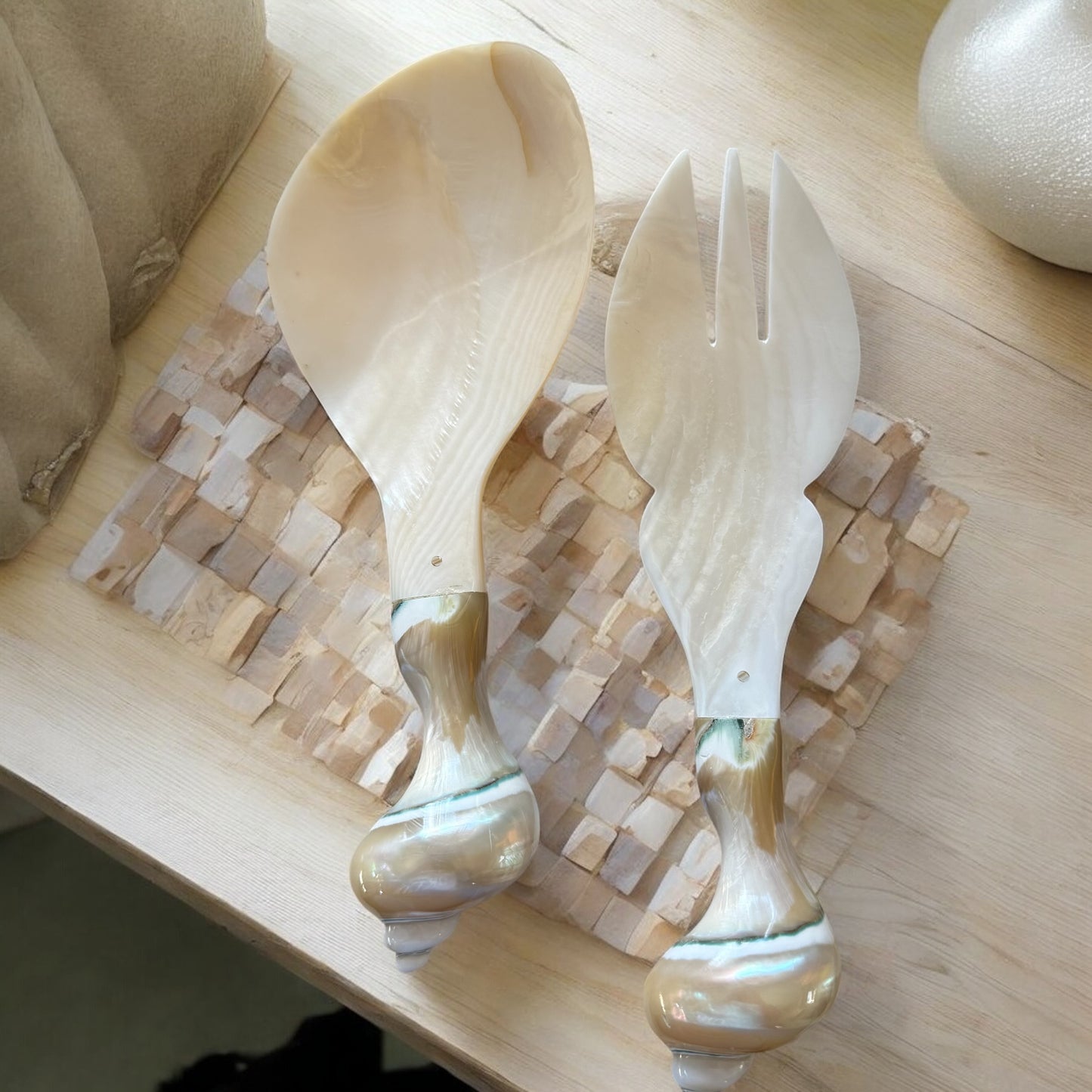 Handmade Shell Salad Servers
