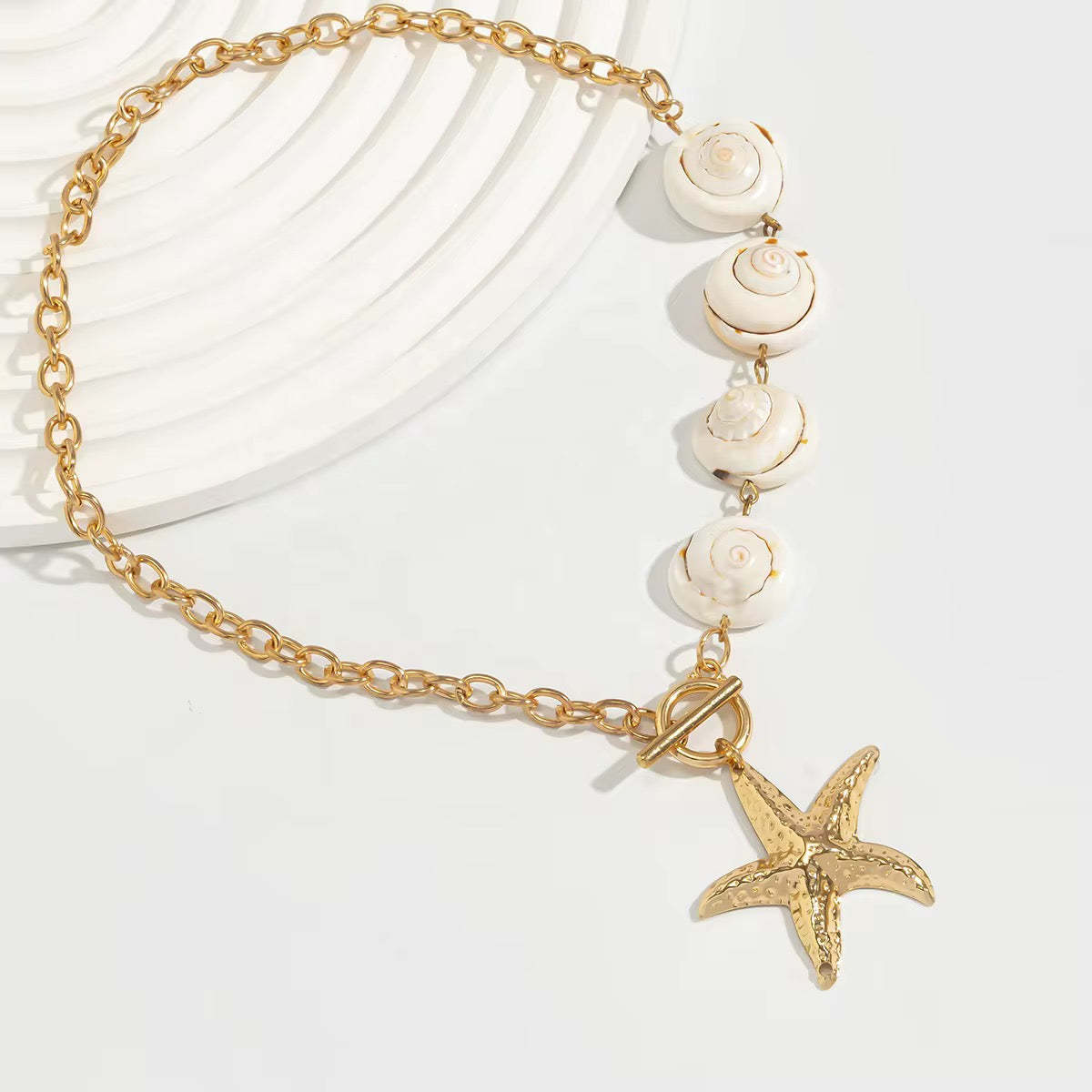 Spiral Shell Starfish Necklace
