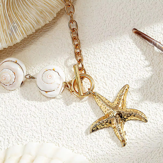 Spiral Shell Starfish Necklace