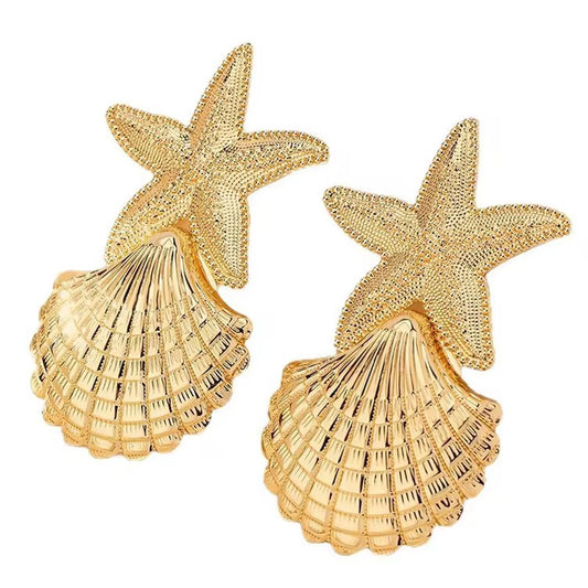 Starfish & Seashell Drop Earrings