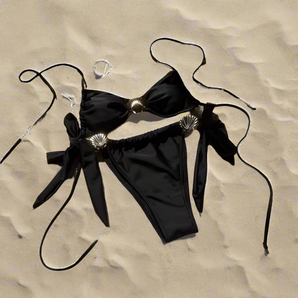 Cloud Break Shell Bikini Black