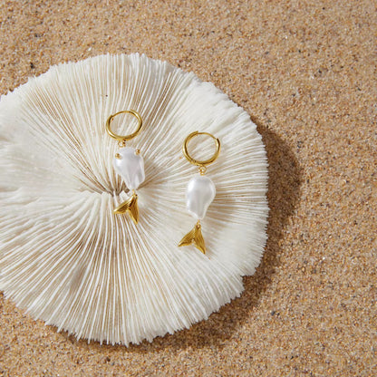 Pearl Fish Earrings