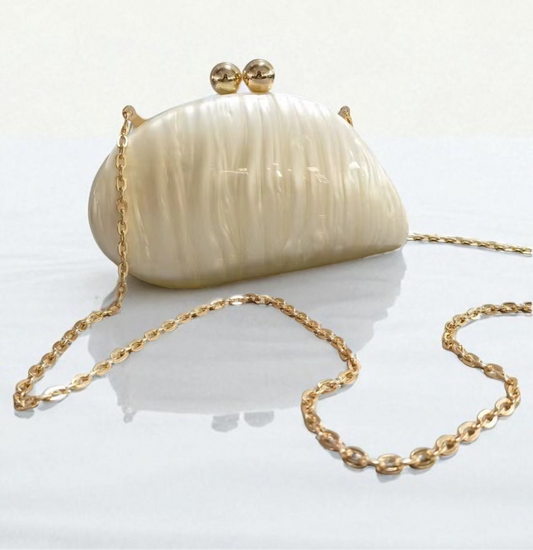 Pearlescent Shell Clutch Bag