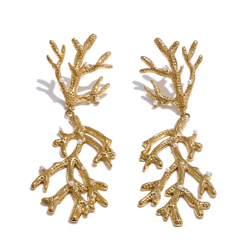 Coral Pearl Earrings