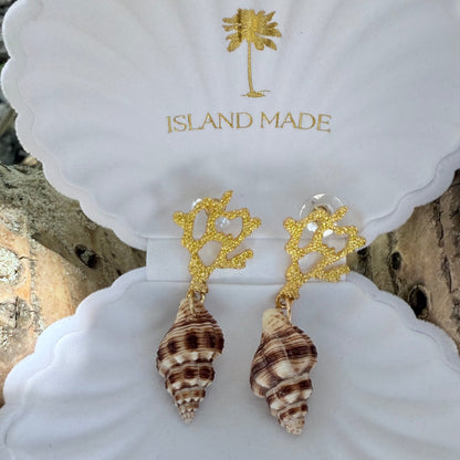 Coral Tide Shell Earrings