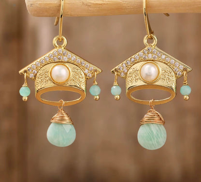 Aqua Crystal Drop Earrings