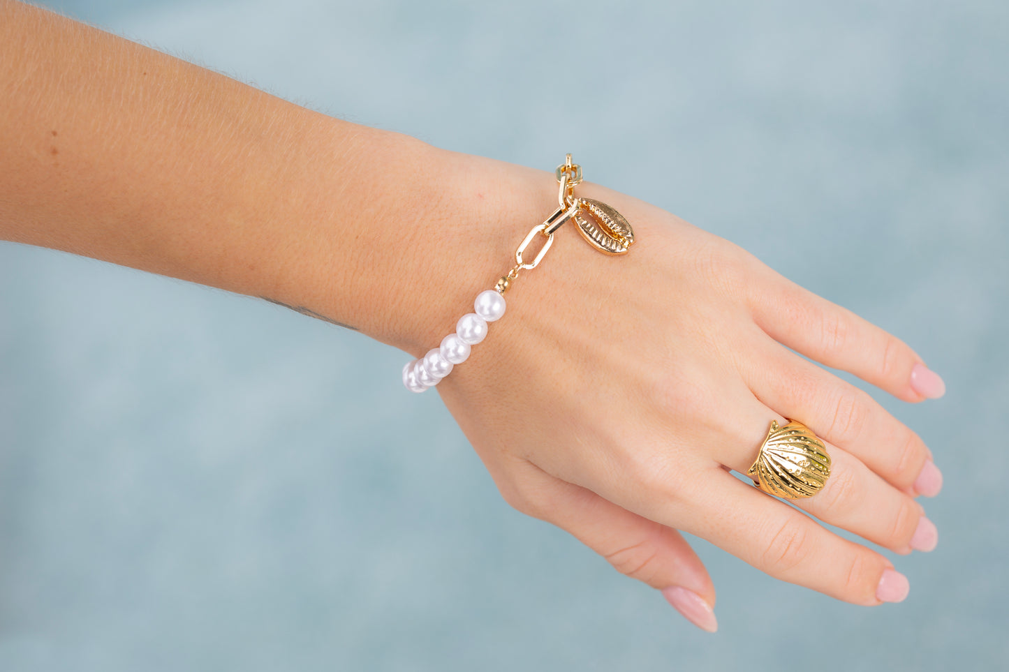 Beach Starfish & Shell Pendant Bracelet