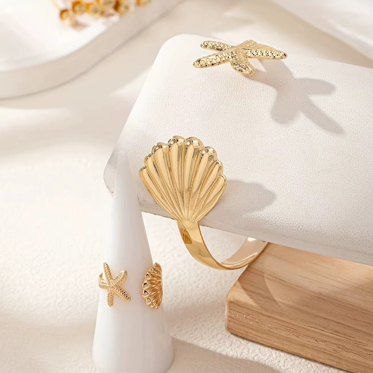 Two Piece Vintage Shell Bracelet and Ring