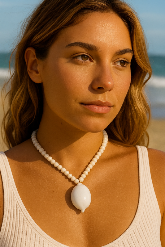 White Cowrie Pendant Necklace
