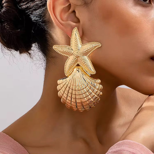 Starfish & Seashell Drop Earrings