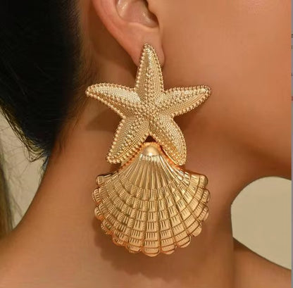 Starfish & Seashell Drop Earrings