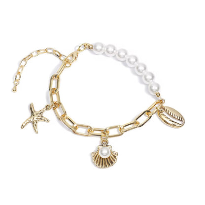 Beach Starfish & Shell Pendant Bracelet