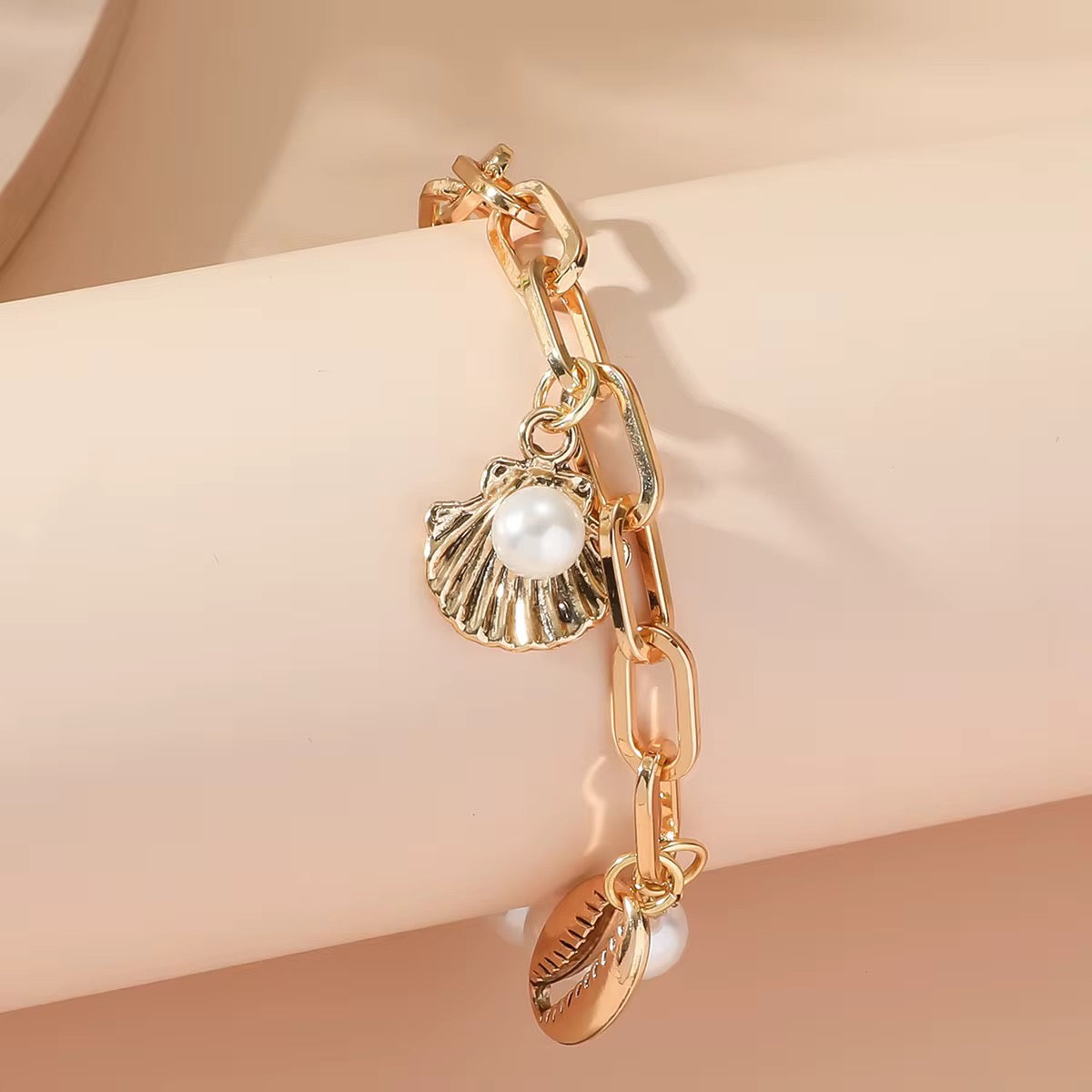 Beach Starfish & Shell Pendant Bracelet