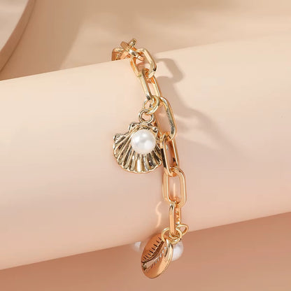 Beach Starfish & Shell Pendant Bracelet
