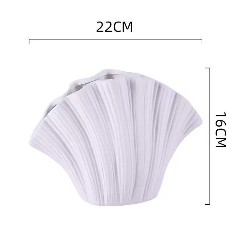 Coastal Ceramic Shell Vase