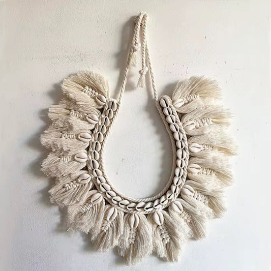 Shell Fringe Collar Macramé Wall Hanging