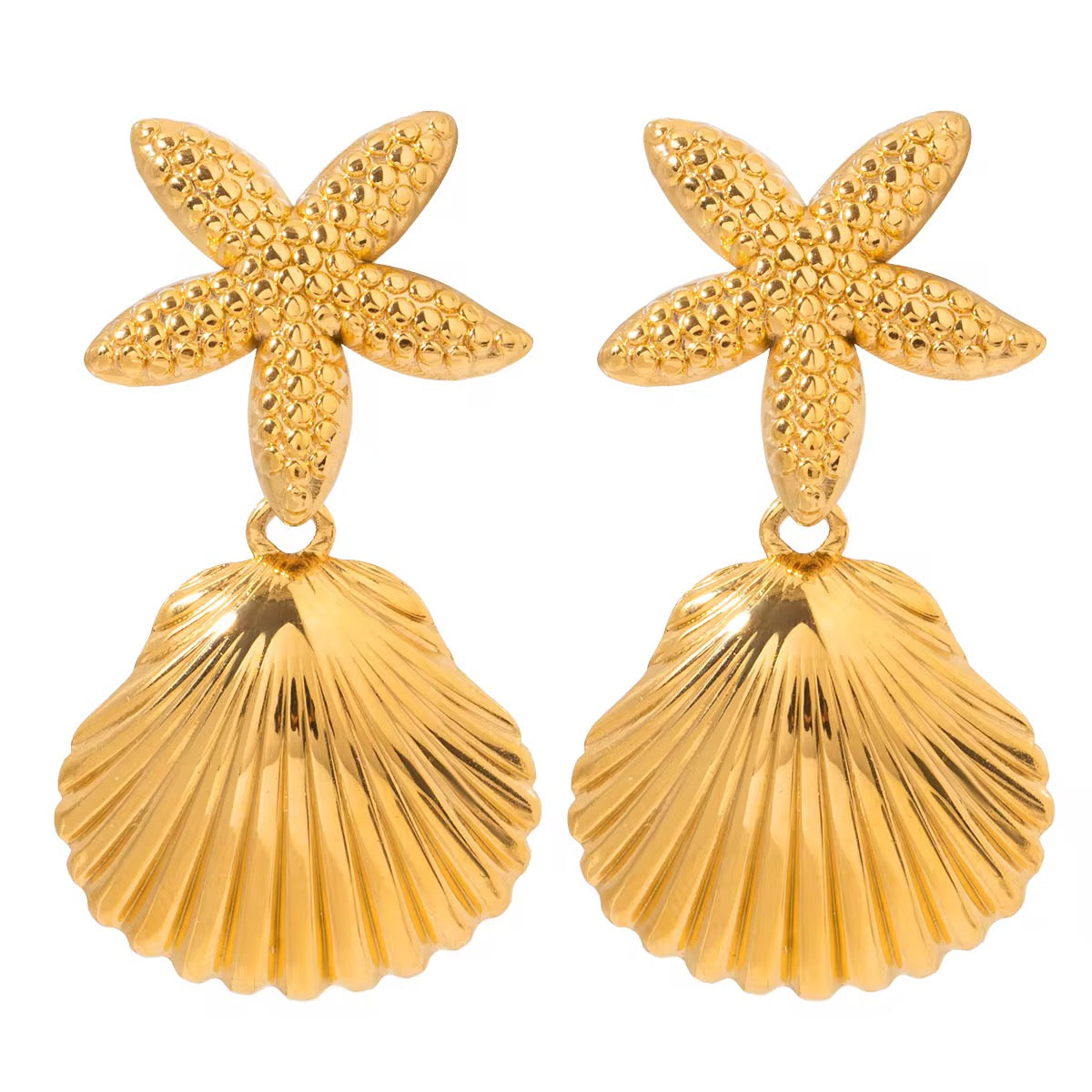 Starfish & Seashell Drop Earrings