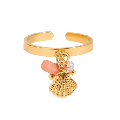 Coral and Pearl Ring