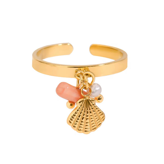 Coral and Pearl Ring