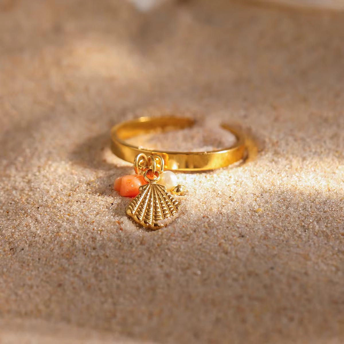 Coral and Pearl Ring