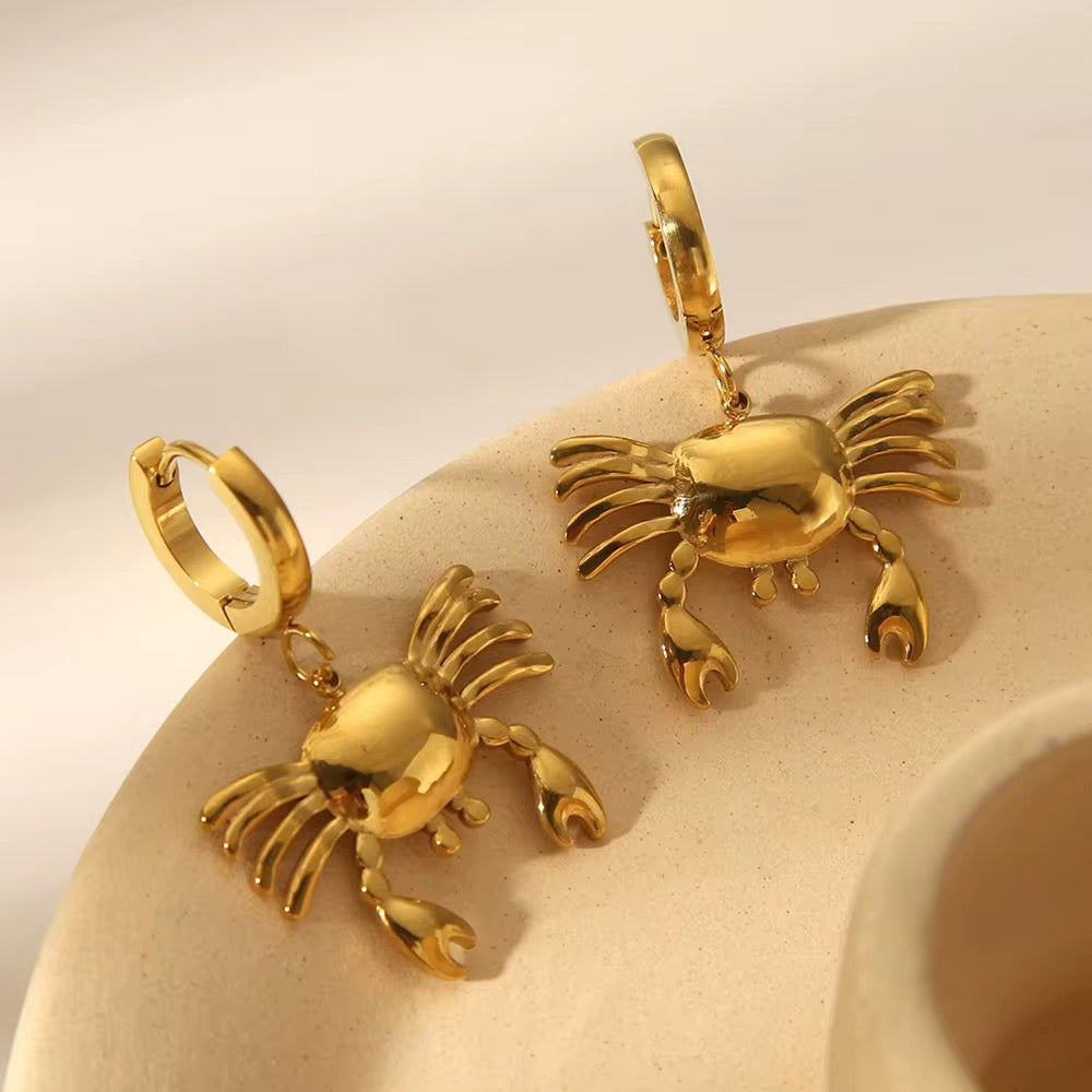 Golden Crab Earrings