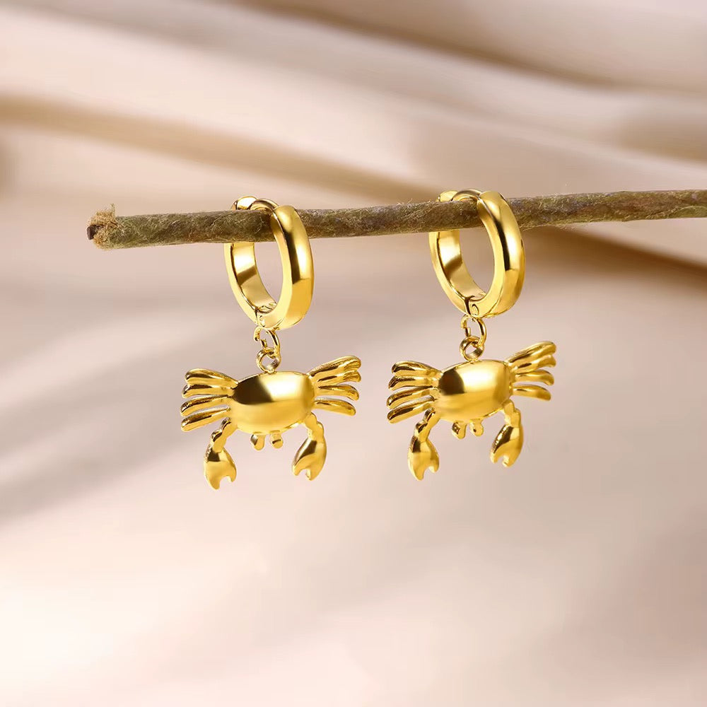 Golden Crab Earrings