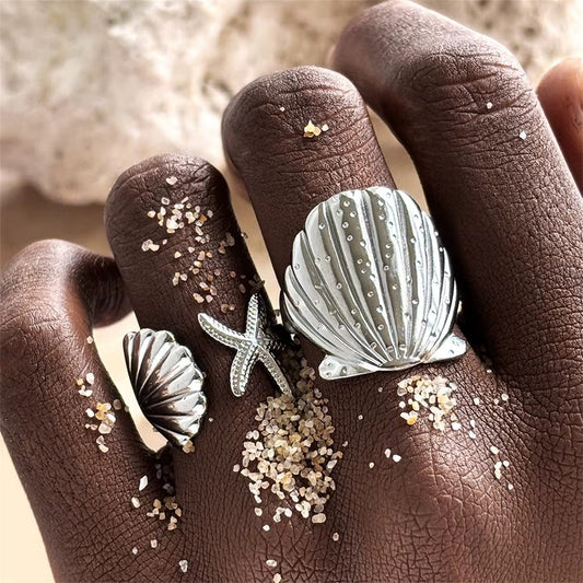 Salt and sand two-piece ring set