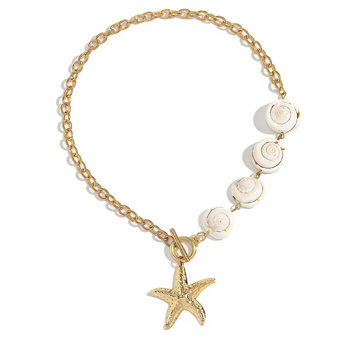 Spiral Shell Starfish Necklace