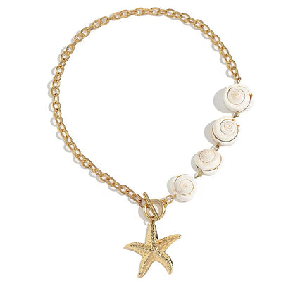 Spiral Shell Starfish Necklace