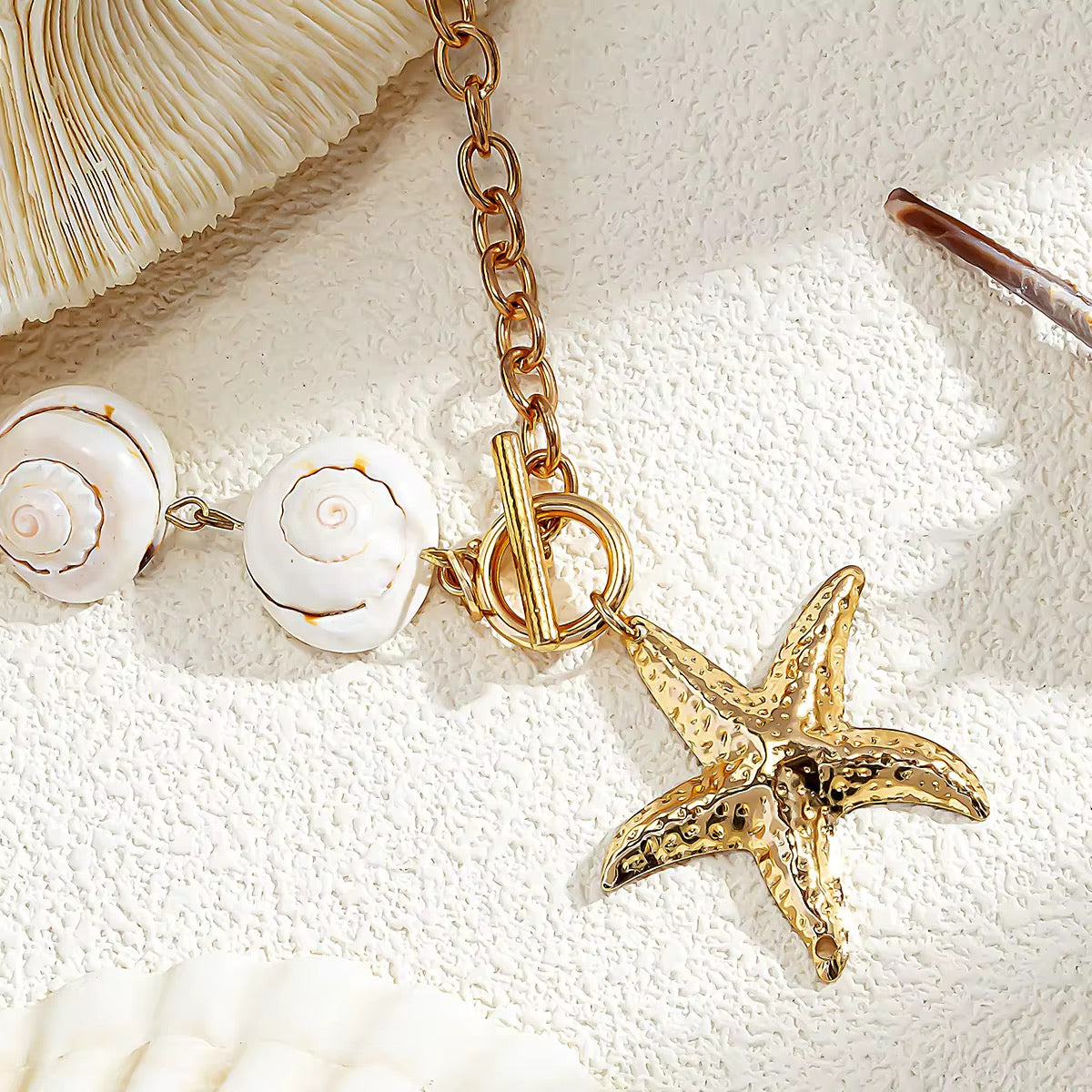 Spiral Shell Starfish Necklace
