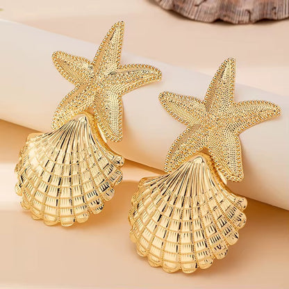 Starfish & Seashell Drop Earrings