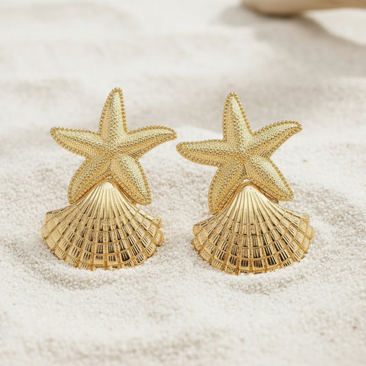 Starfish & Seashell Drop Earrings